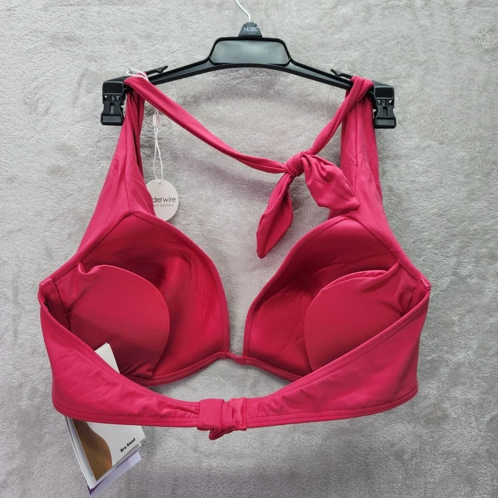 Coco Reef Bikini Swim Top 12/36C Underwire ShapeMaker Bra Sized Halter Neck Pink